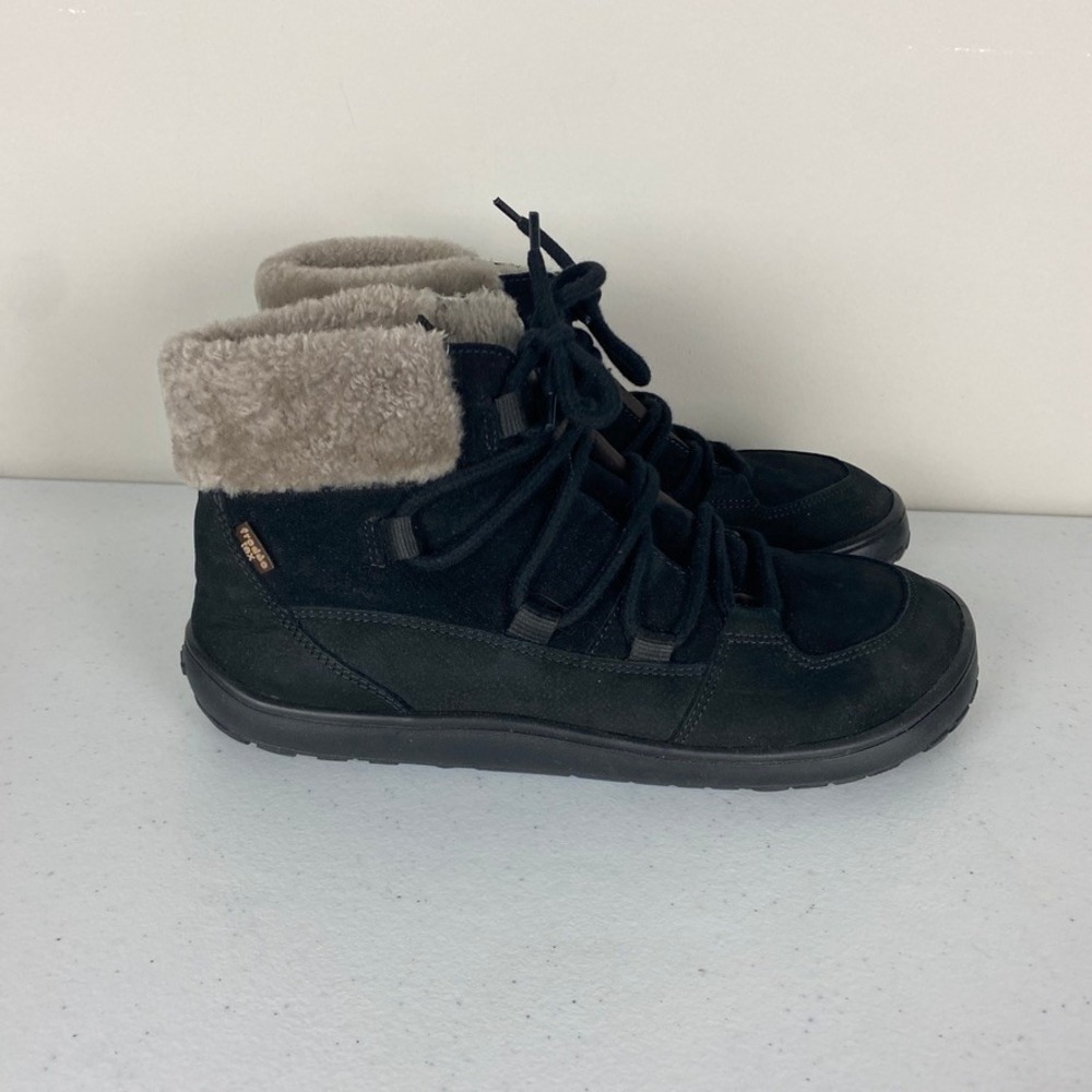 Froddo Barefoot Tex Up Furry Winter Boots Women 39 Black Suede Wool Lined